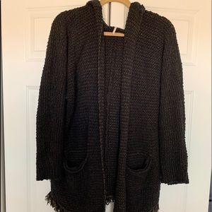 Free People Chunky Knit Black Cardigan